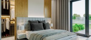 Randare arhitecturală 9 — Proiect casă parter cu 3 dormitoare și living deschis