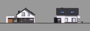Randare arhitecturală 9 — Proiect casă pe două niveluri, cu 3 dormitoare și balcon