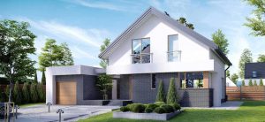 Randare arhitecturală 2 — Proiect casă pe două niveluri, cu 3 dormitoare și balcon