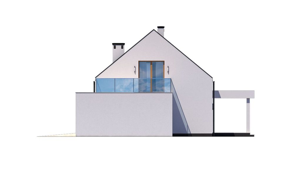 Proiect 24 — fațade: casă modernă cu etaj, 3 dormitoare, balcon și garaj