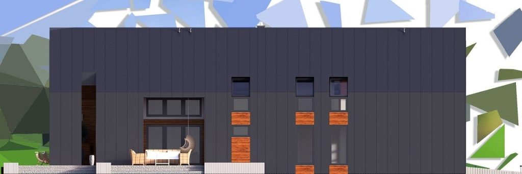 Proiect 47 — fațade: casă modernă cu etaj, 3 dormitoare, living open-space și terasă