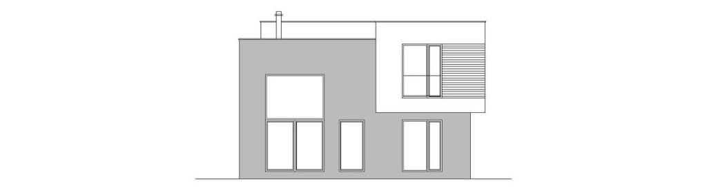 Proiect 65 — fațade: casă modernă cu etaj, 3 dormitoare, living open-space și terasă