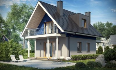 Proiect 82 — randare a casei: casă clasică cu etaj, 3 dormitoare și carport