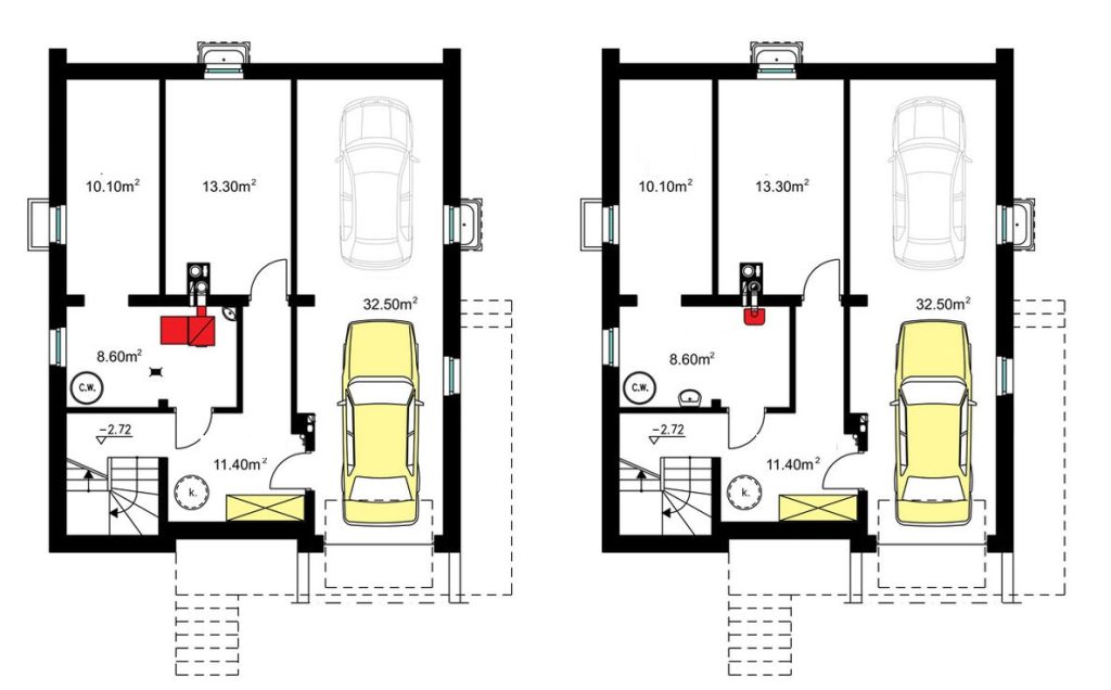 Proiect 91 — plan etaj: casă clasică din lemn cu etaj, 3 dormitoare, balcon și garaj