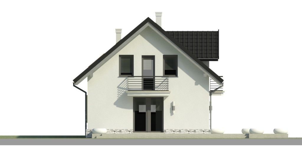 Proiect 95 — fațade: casă cu etaj, 3 dormitoare, balcon și garaj