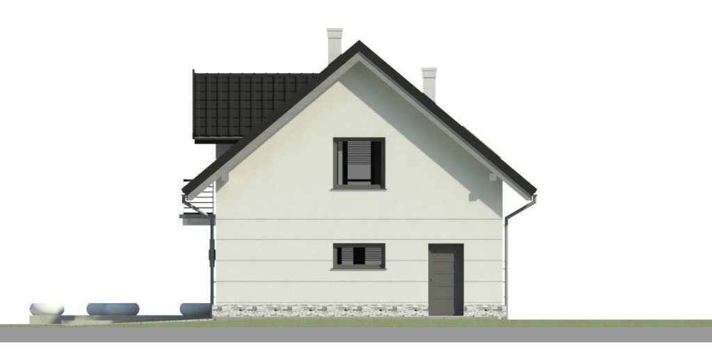 Proiect 95 — fațade: casă cu etaj, 3 dormitoare, balcon și garaj