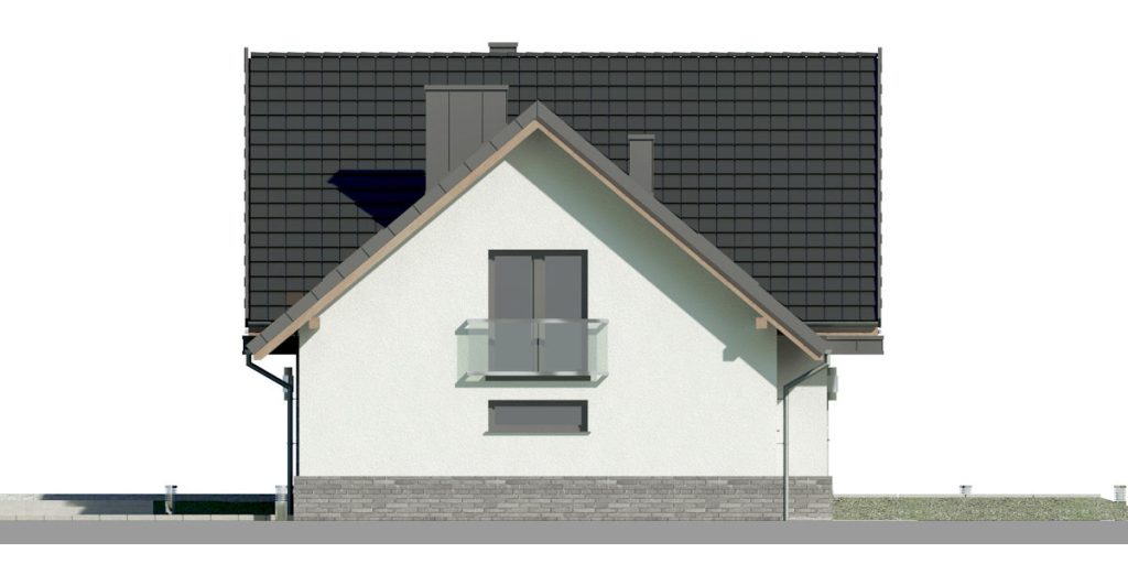 Proiect 97 — fațade: casă cu etaj, 4 dormitoare, balcon și garaj dublu