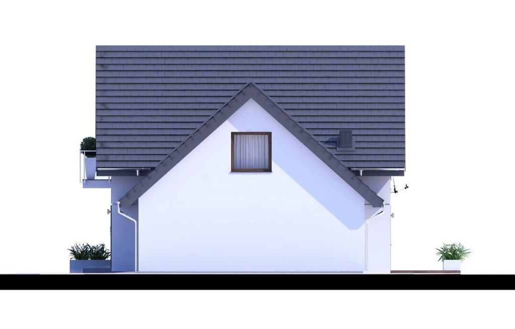Proiect 101 — fațade: casă cu pod mansardat, 3 dormitoare, balcon și piscină
