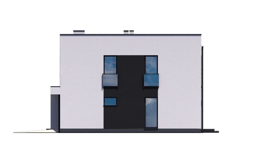 Proiect 104 — fațade: casă duplex modernă cu etaj, 3 dormitoare și parcare