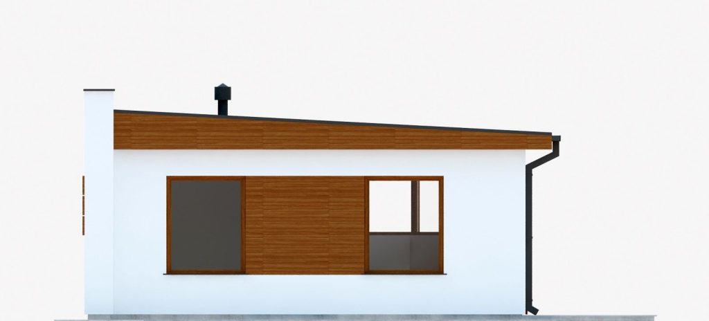 Proiect 130 — fațade: casă modernă parter compactă cu living open-space și terasă
