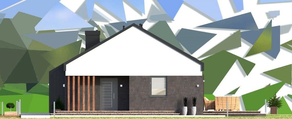 Proiect 134 — fațade: casă modernă parter cu living open-space și 3 dormitoare