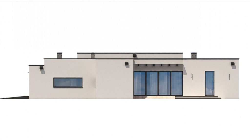 Proiect 162 — fațade: casă parter modernă, 3 dormitoare și piscină