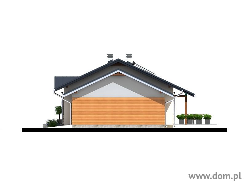 Proiect 164 — fațade: casă parter modernă, 3 dormitoare, garaj și terasă