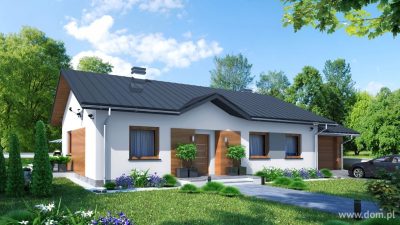Proiect 164 — randare a casei: casă parter modernă, 3 dormitoare, garaj și terasă